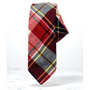 American Eagle Outfitters Neck Tie Tartan Plaid AEO Red Blue Slim Preppy